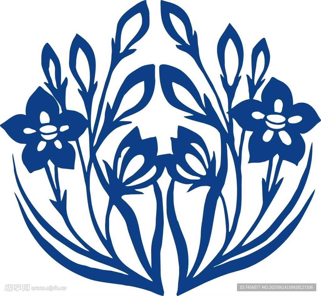 藍(lán)白花卉圖案設(shè)計(jì)