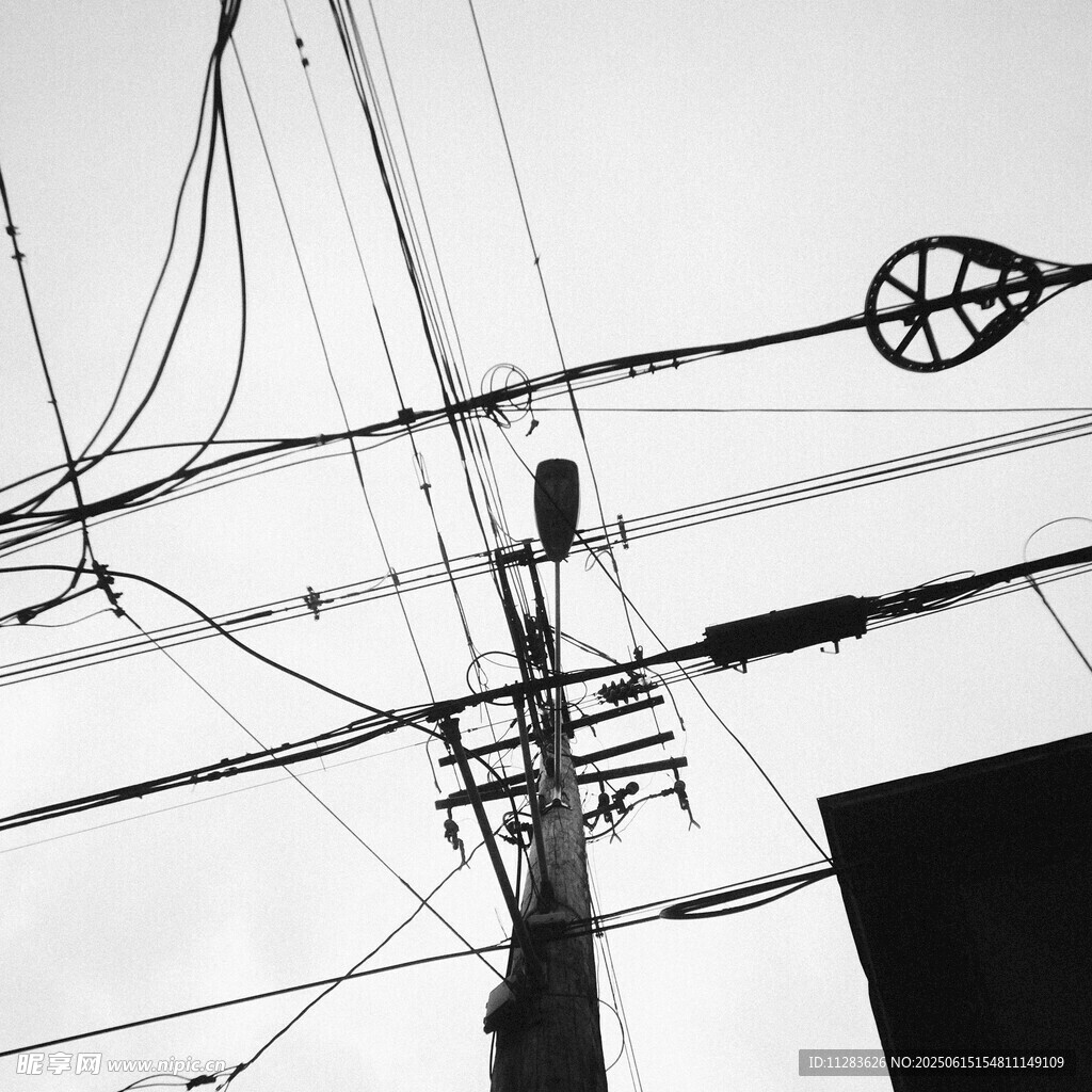 電線桿上交錯的電線