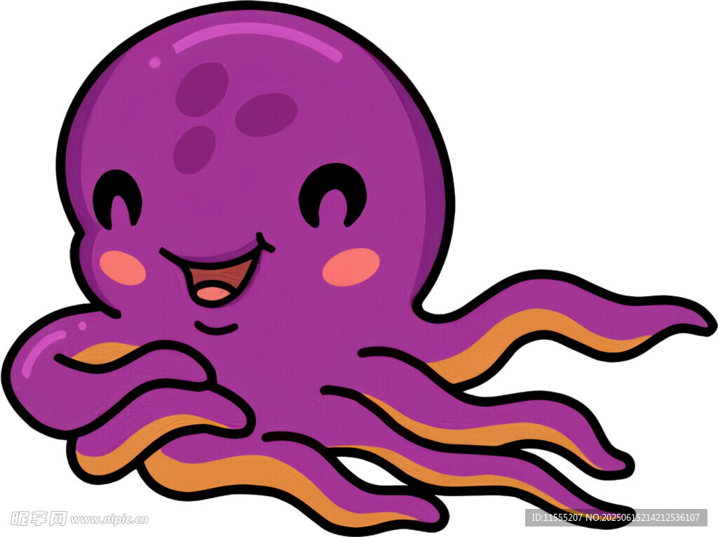 可愛紫色章魚卡通形象