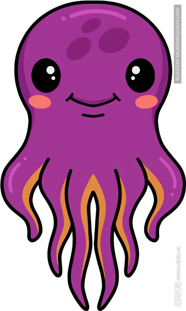 可愛紫色章魚卡通形象