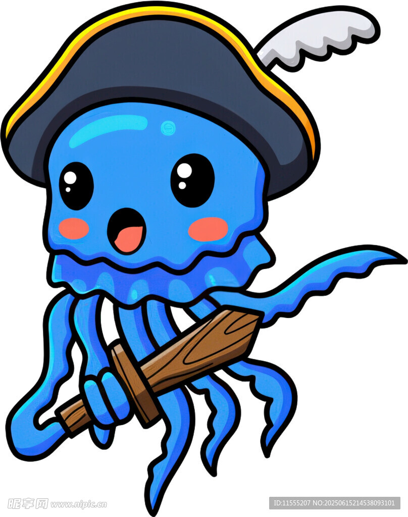 可愛章魚海盜形象