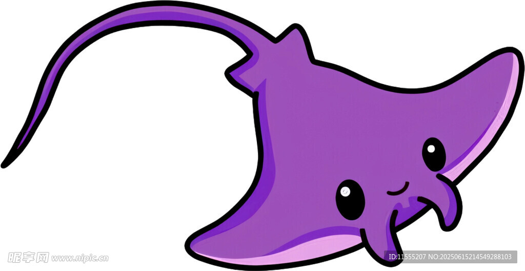 紫色卡通魔鬼魚形象