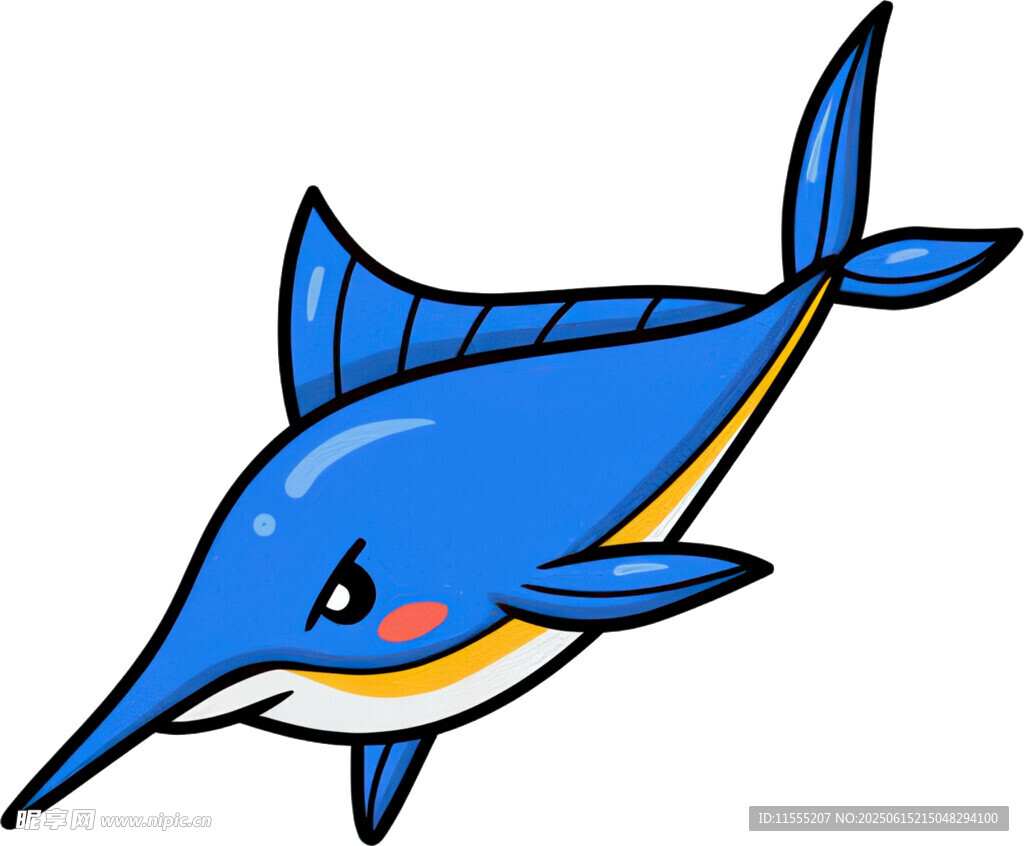 藍色卡通劍魚形象