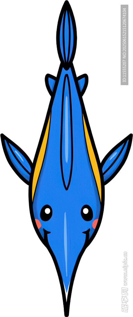 卡通藍色魚形象