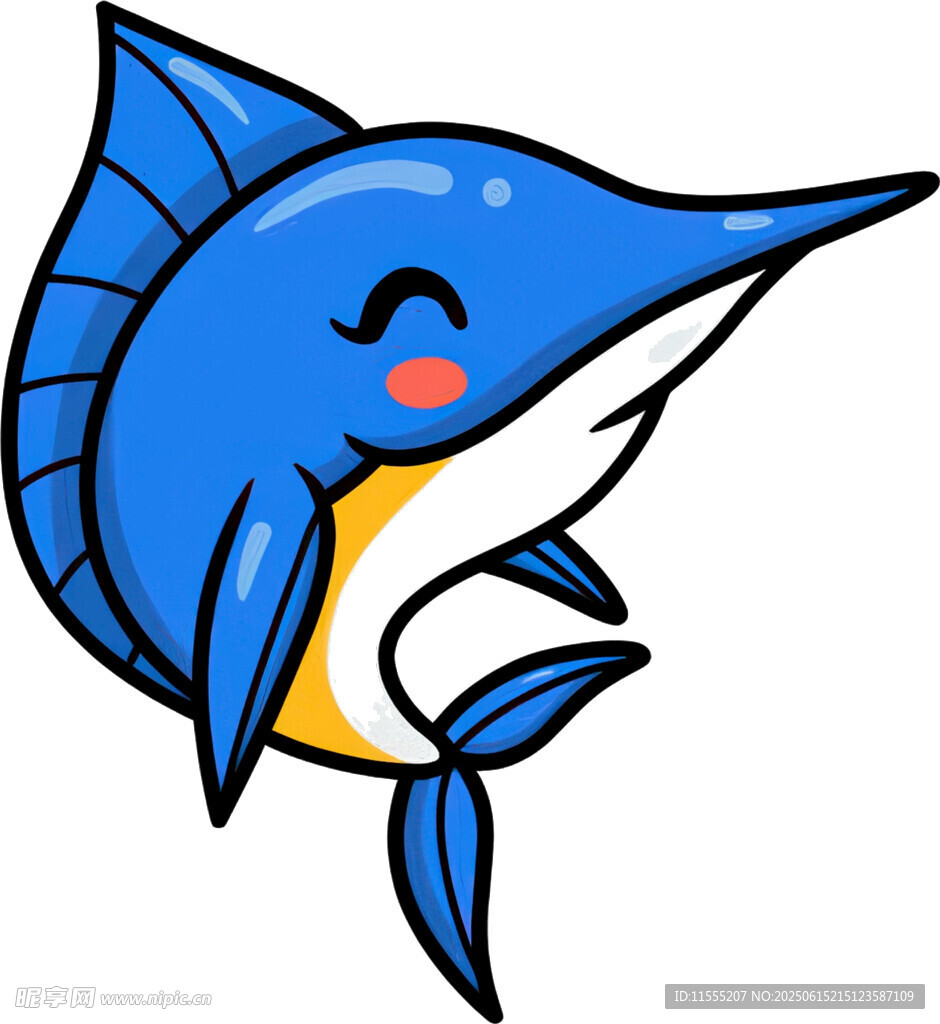 可愛(ài)藍(lán)色劍魚(yú)卡通形象