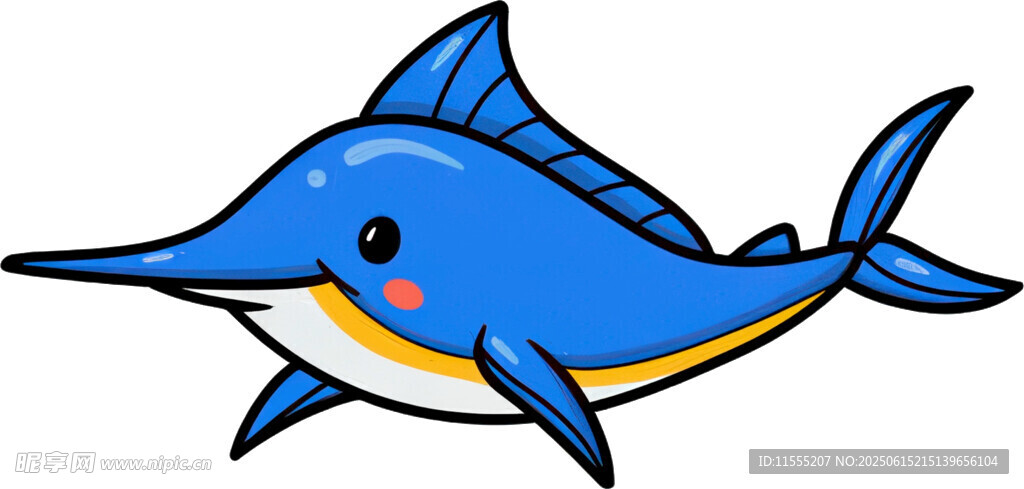 藍色卡通劍魚形象
