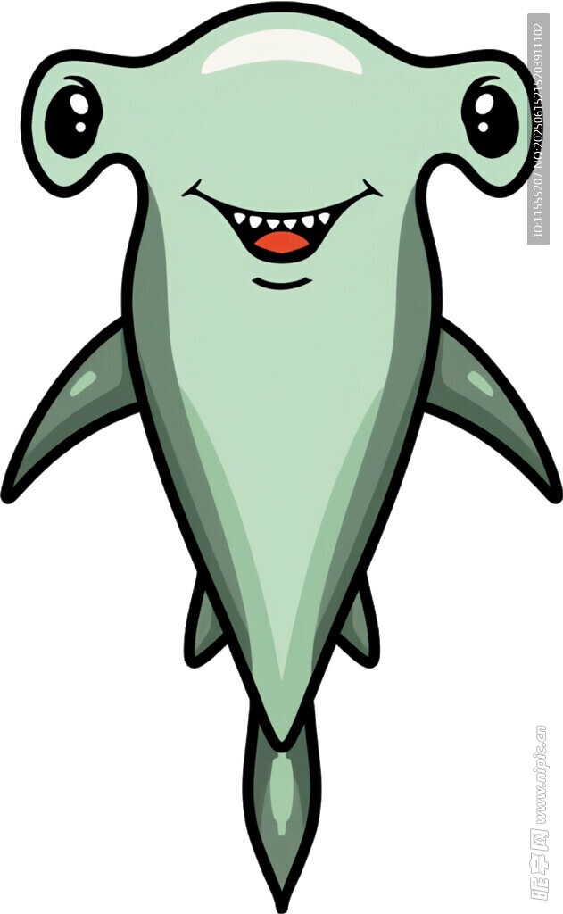 可愛卡通綠鯊魚形象