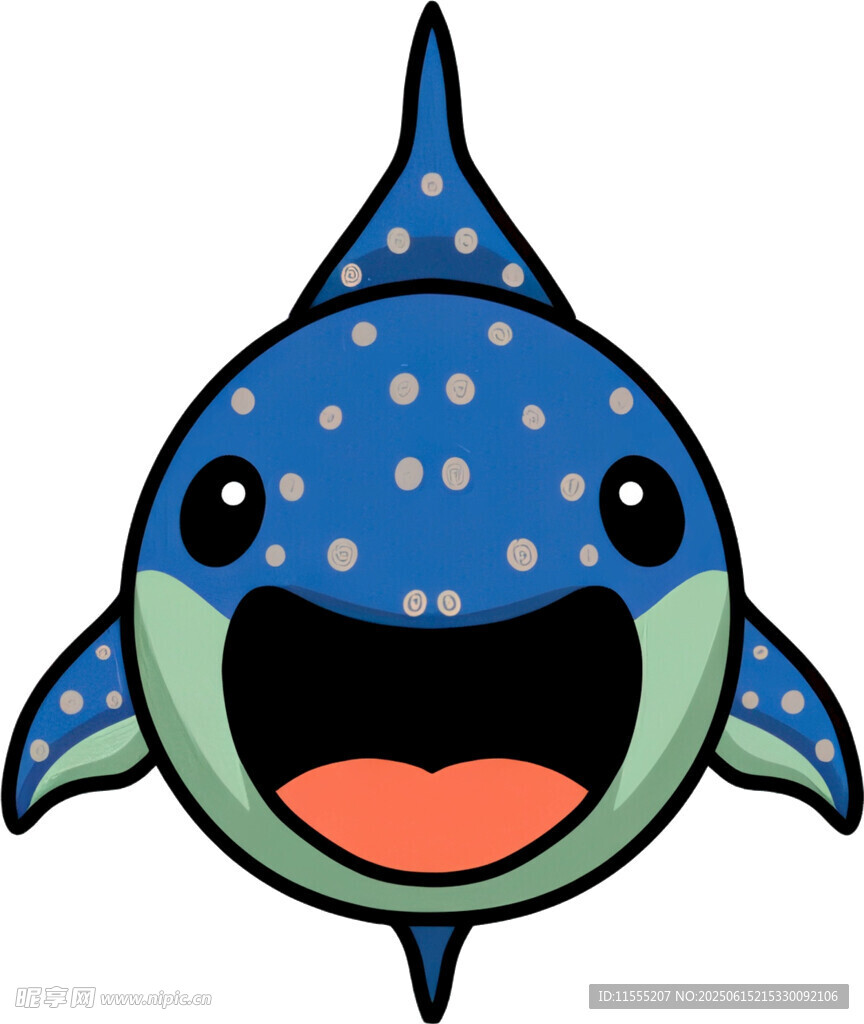 可愛藍色斑點鯊魚卡通形象