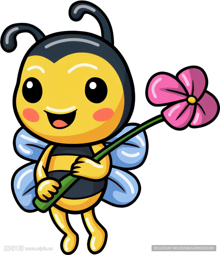 可愛蜜蜂手持鮮花