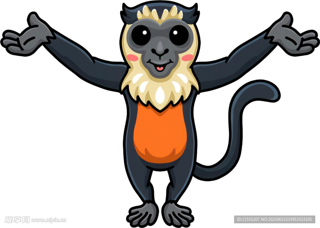 可愛卡通猴子張開雙臂