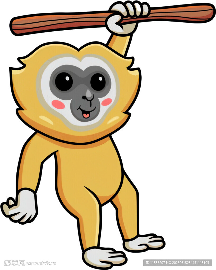 手持木棍的可愛小猴