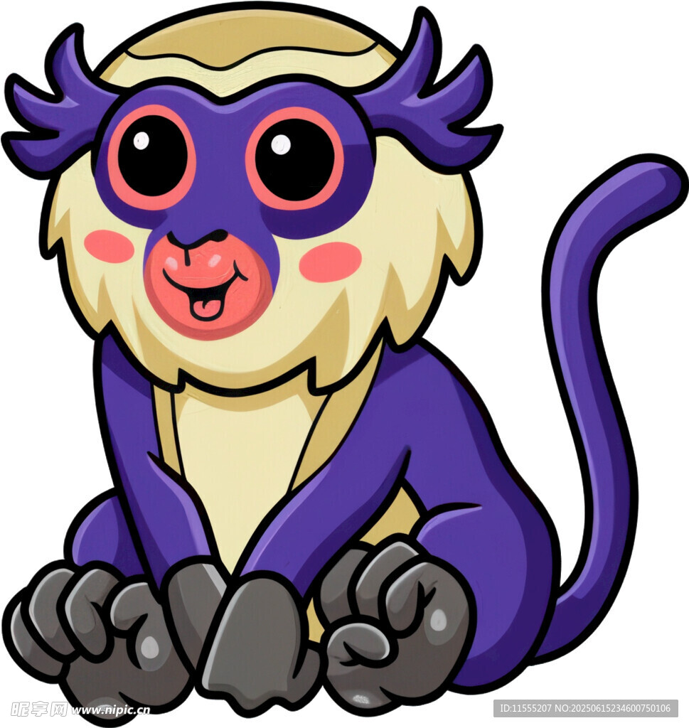 可愛紫色猴子卡通形象
