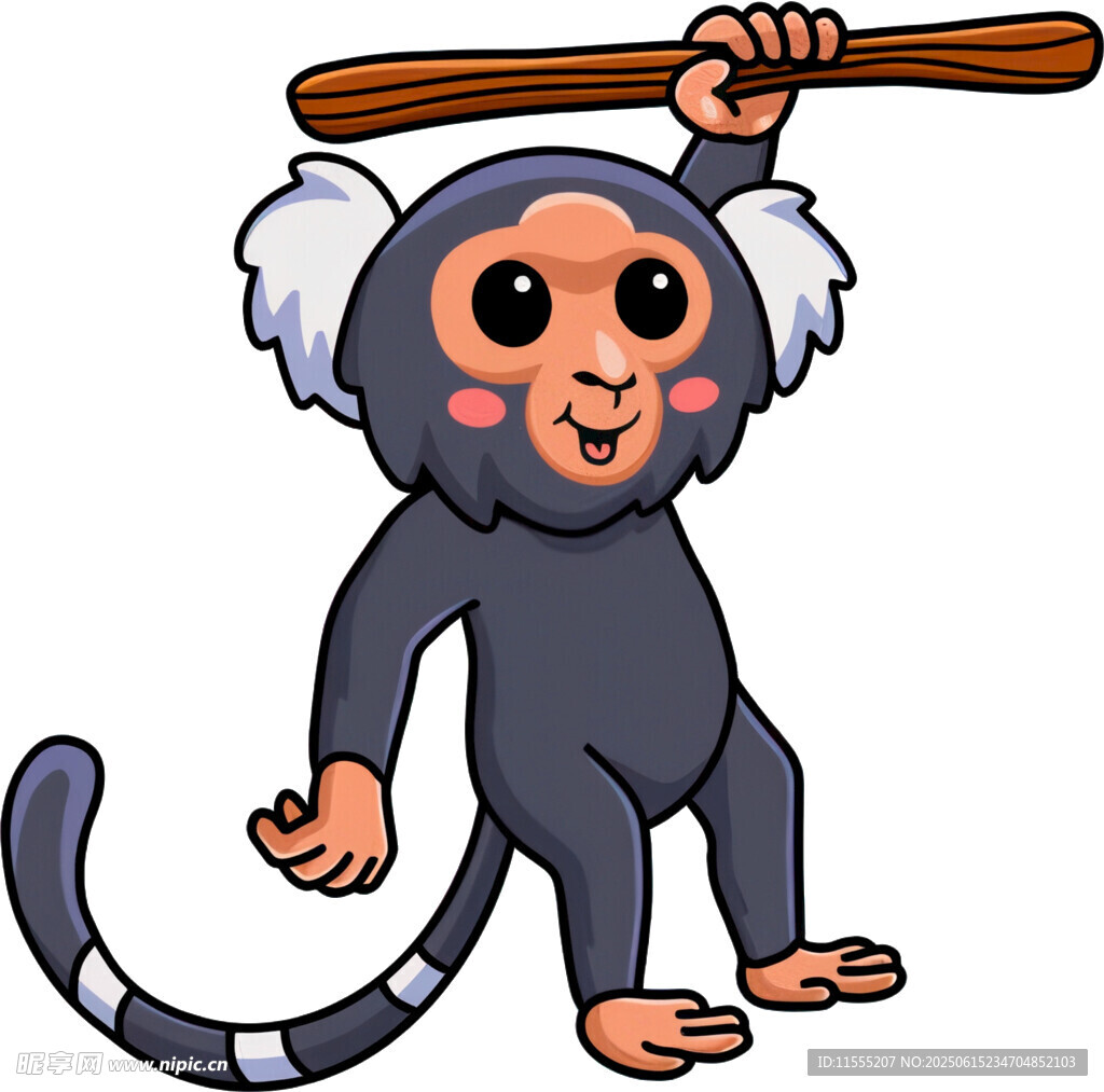 扛木棍的可愛小猴子