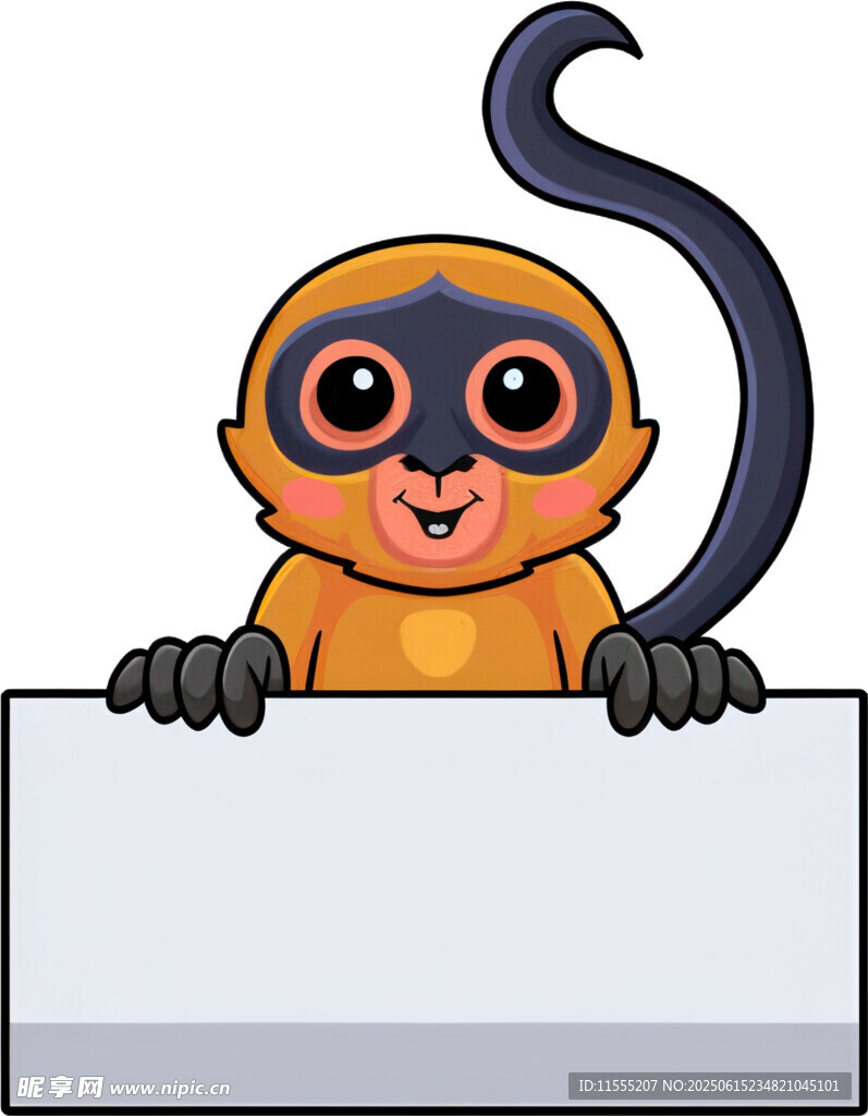 可愛(ài)小猴持空白標(biāo)牌