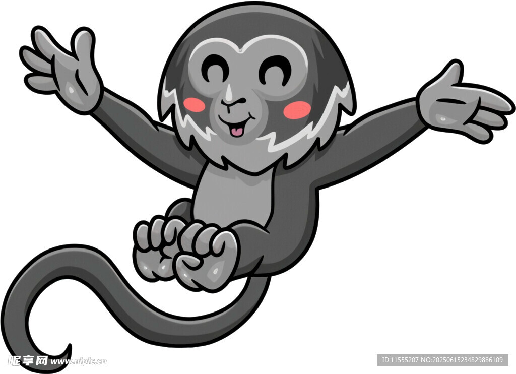 可愛小猴開心張開雙臂