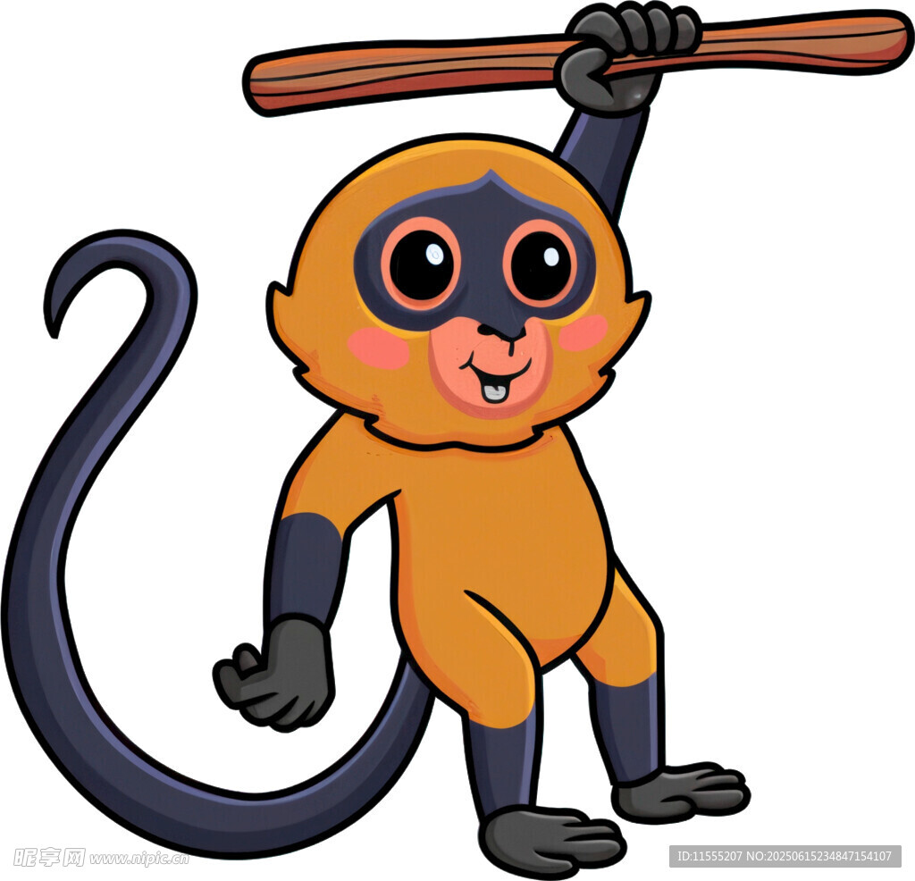 可愛小猴扛木棍