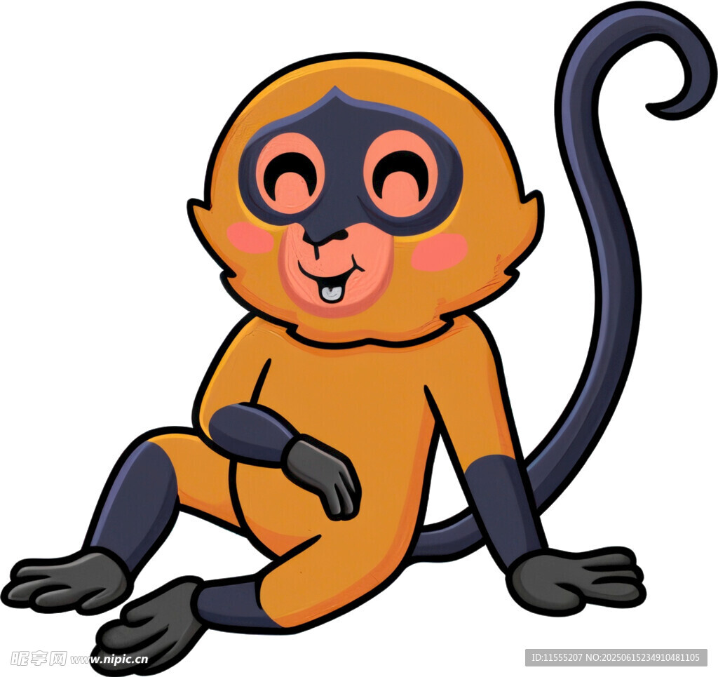 可愛小猴坐地露開心模樣