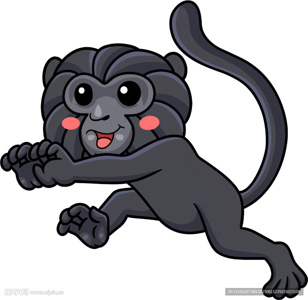 可愛黑猴子跳躍瞬間