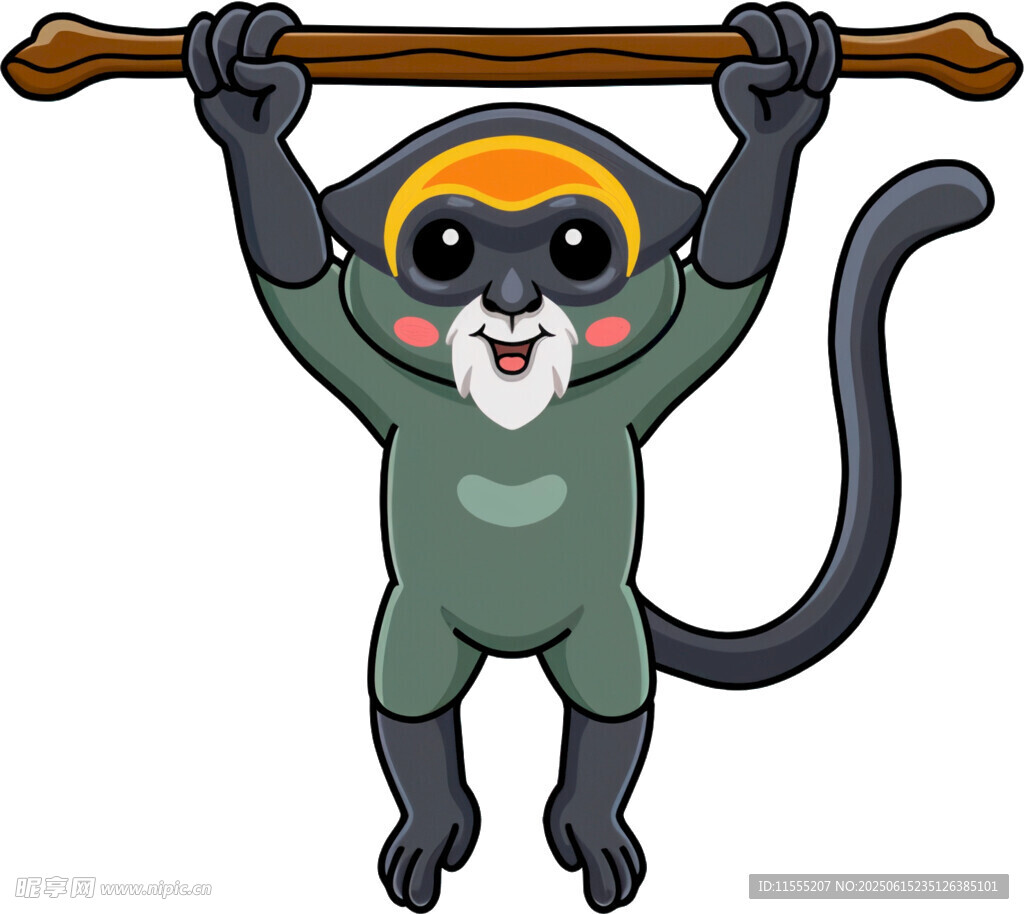 掛在橫桿上的卡通猴子