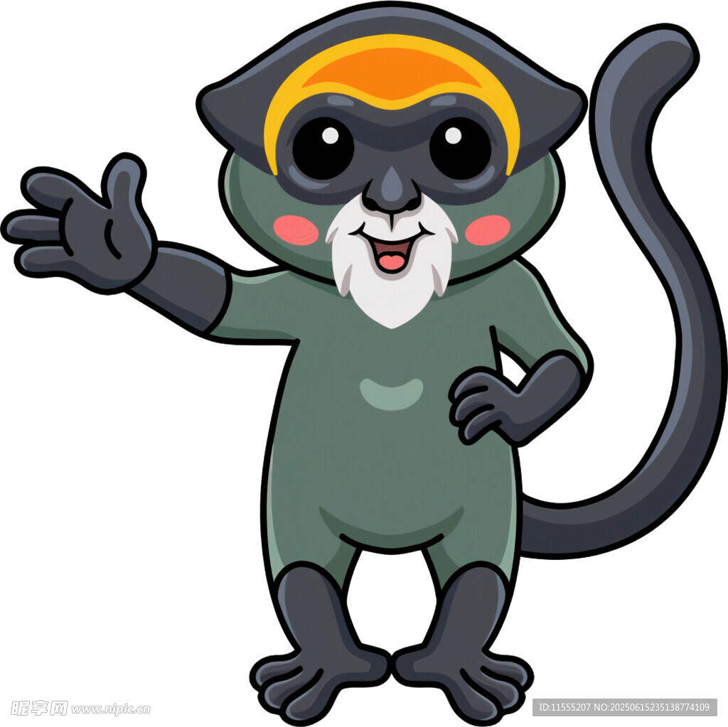 可愛卡通猴子打招呼