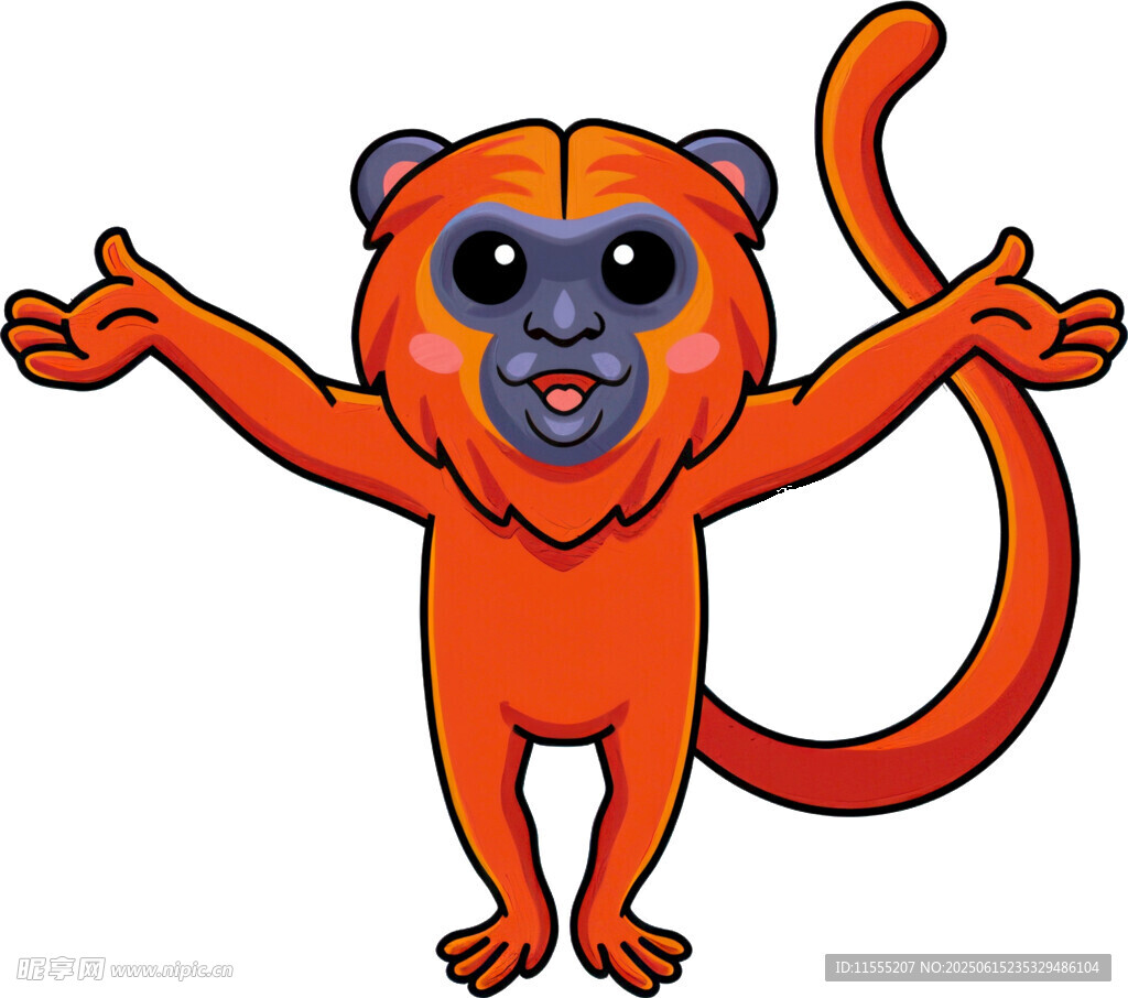 可愛橙色猴子張開雙臂