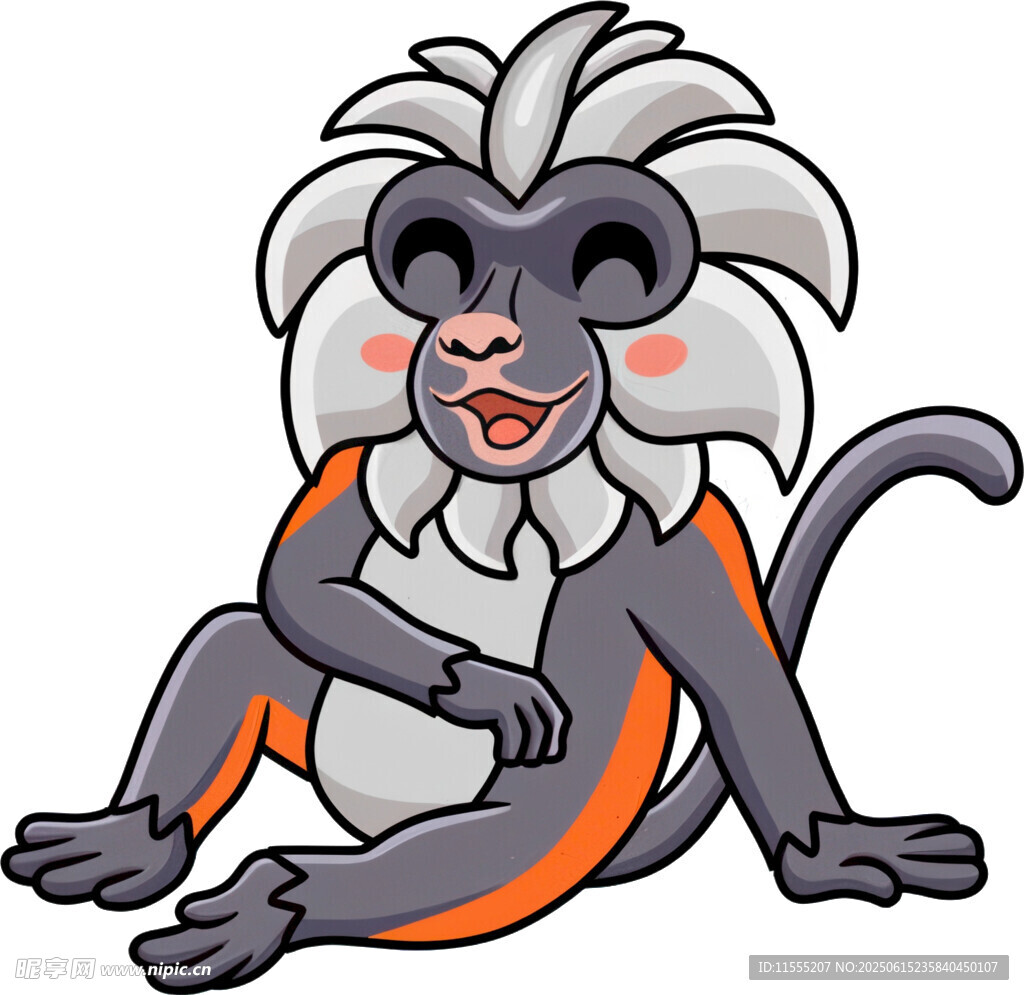 可愛(ài)坐姿的卡通猴子
