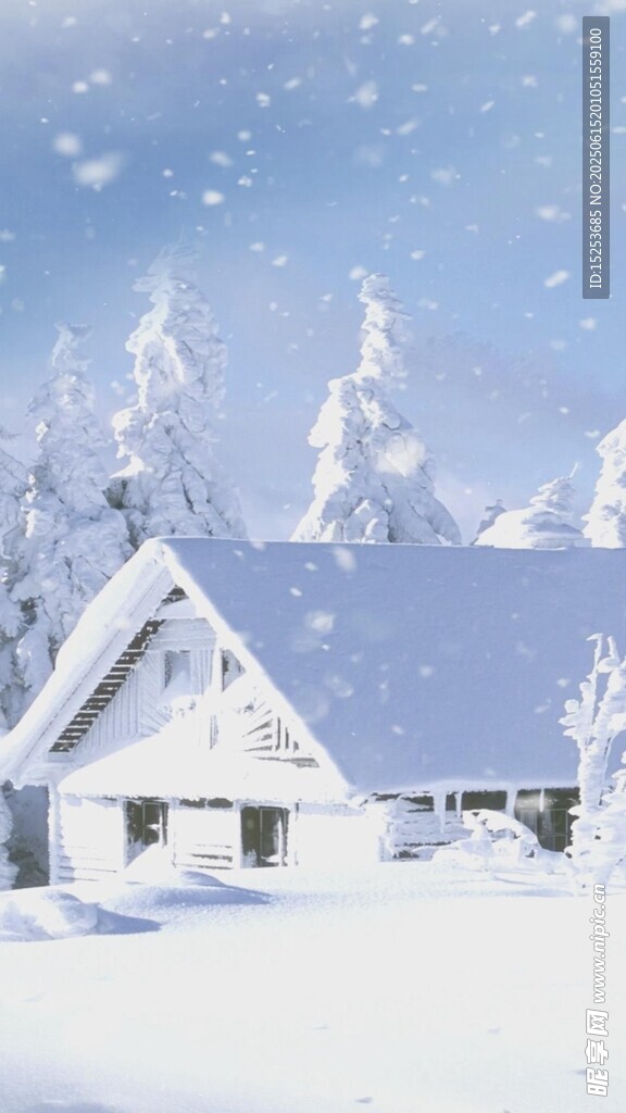 冬日雪景中的溫馨小屋