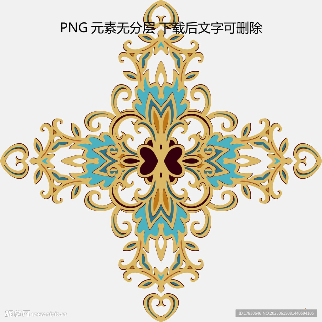 金色藍花十字裝飾圖案