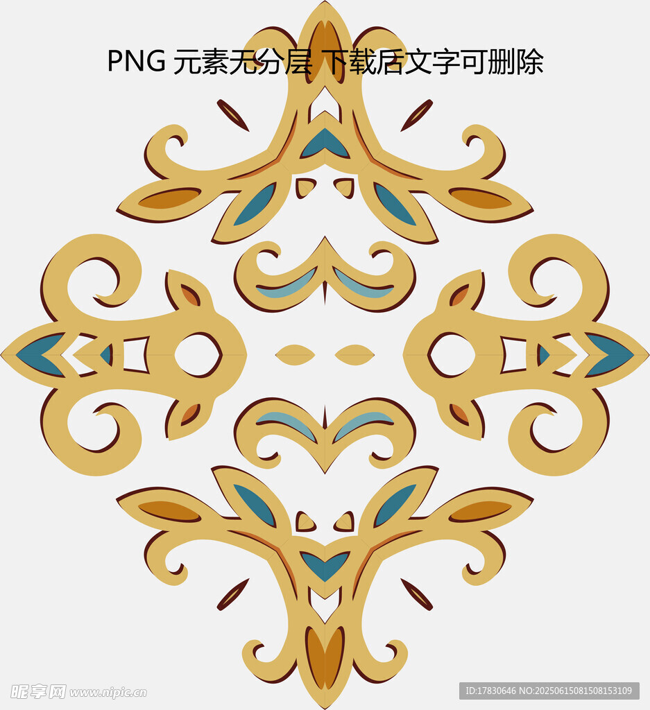 中式古典金色花紋裝飾圖案