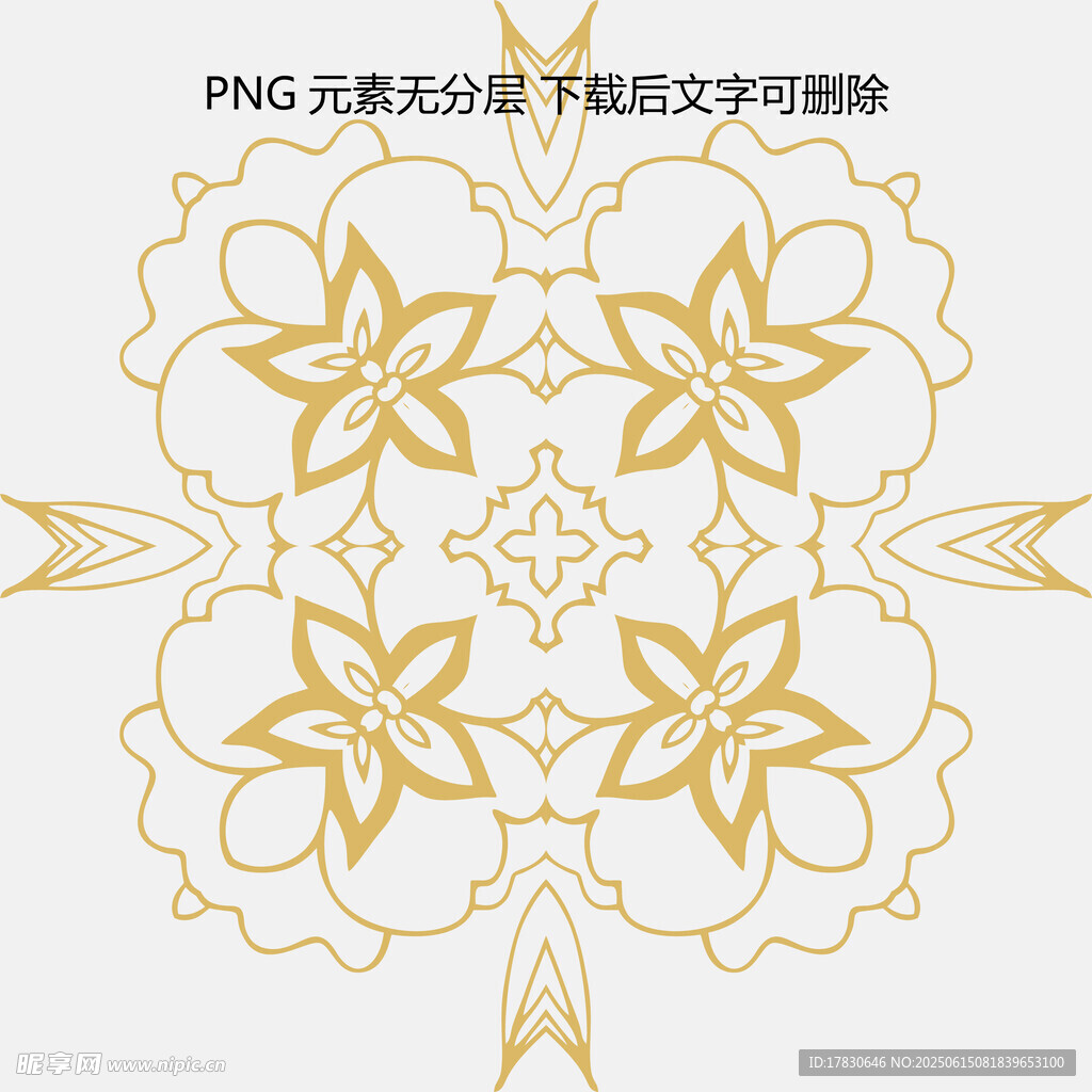 金色花卉幾何圖案裝飾圖