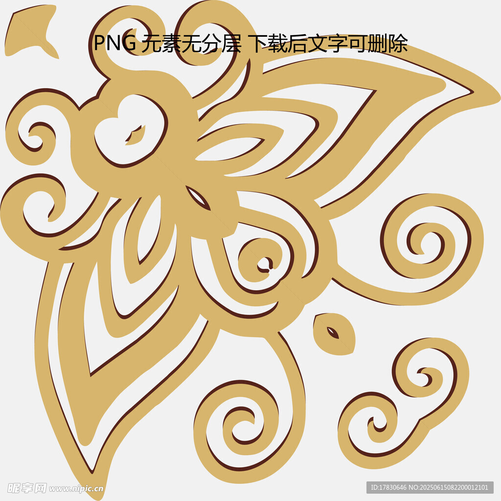 金色蝴蝶花紋裝飾圖案