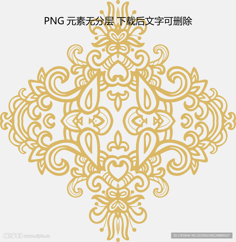 金色中式對稱花紋圖案