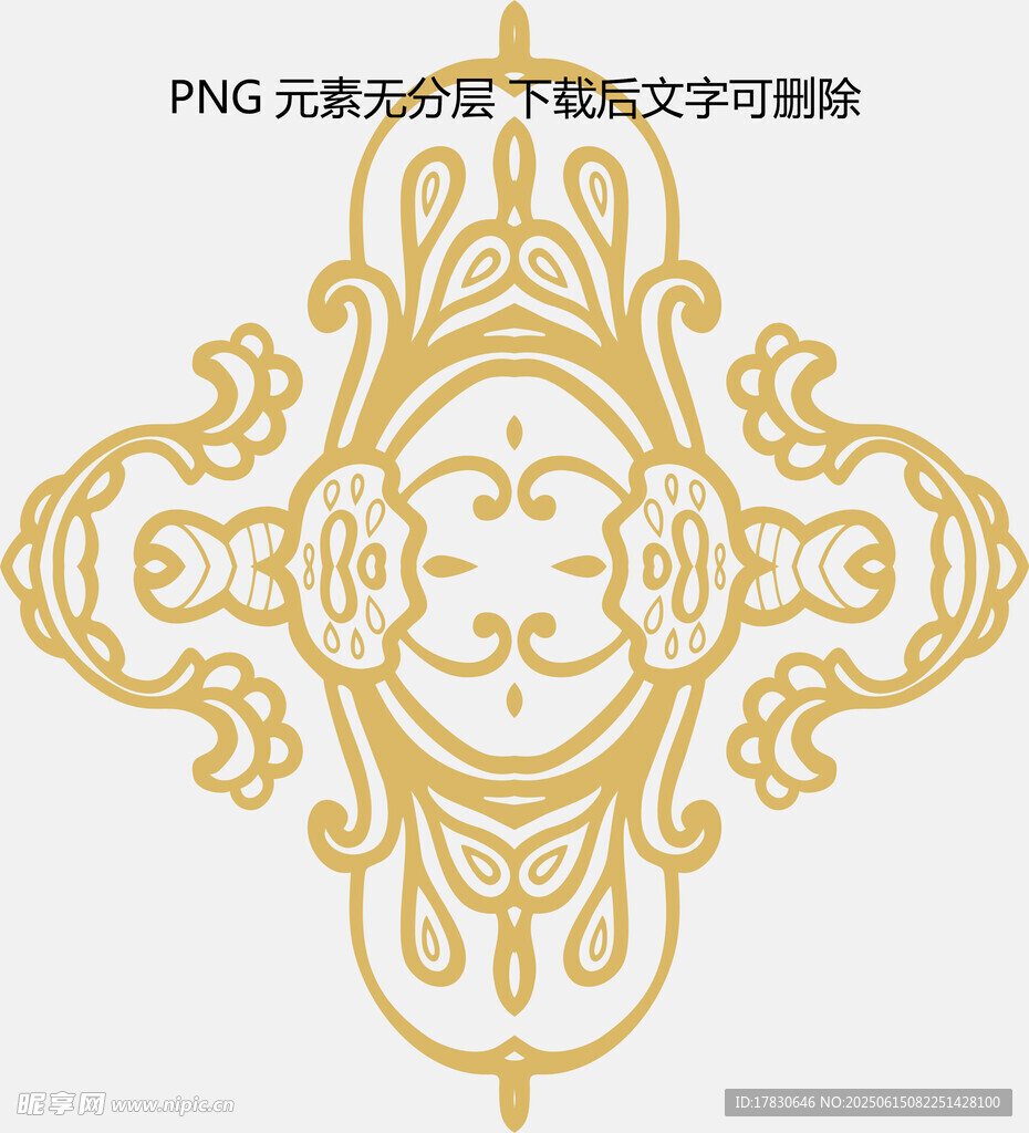 金色中式對稱花紋圖案