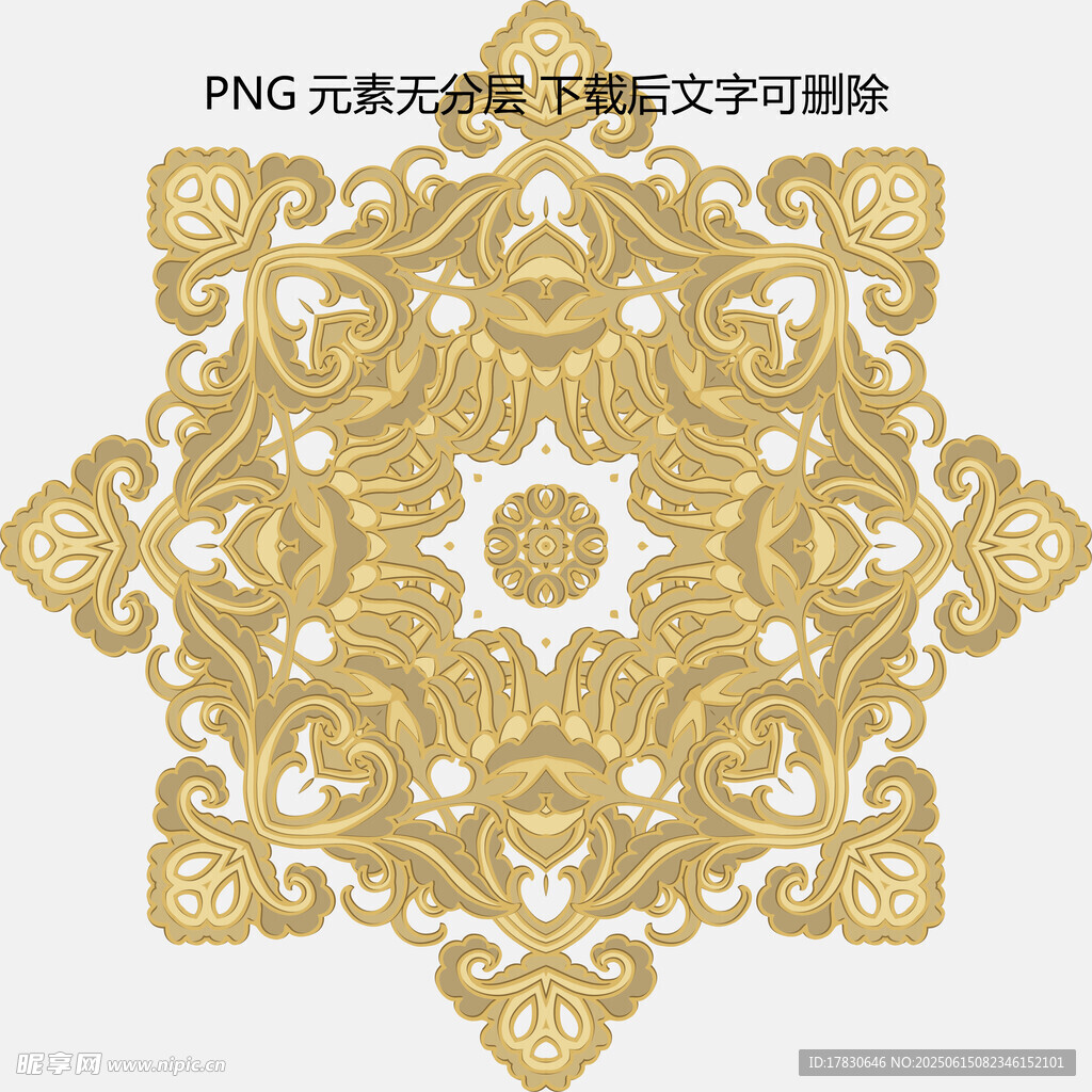 金色中式古典花紋裝飾圖案