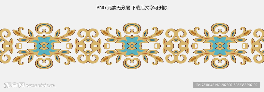 復古金色藍色花紋裝飾圖案