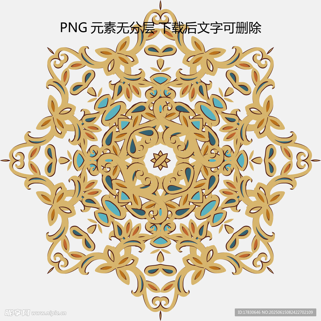 金色華麗對稱花紋裝飾圖案