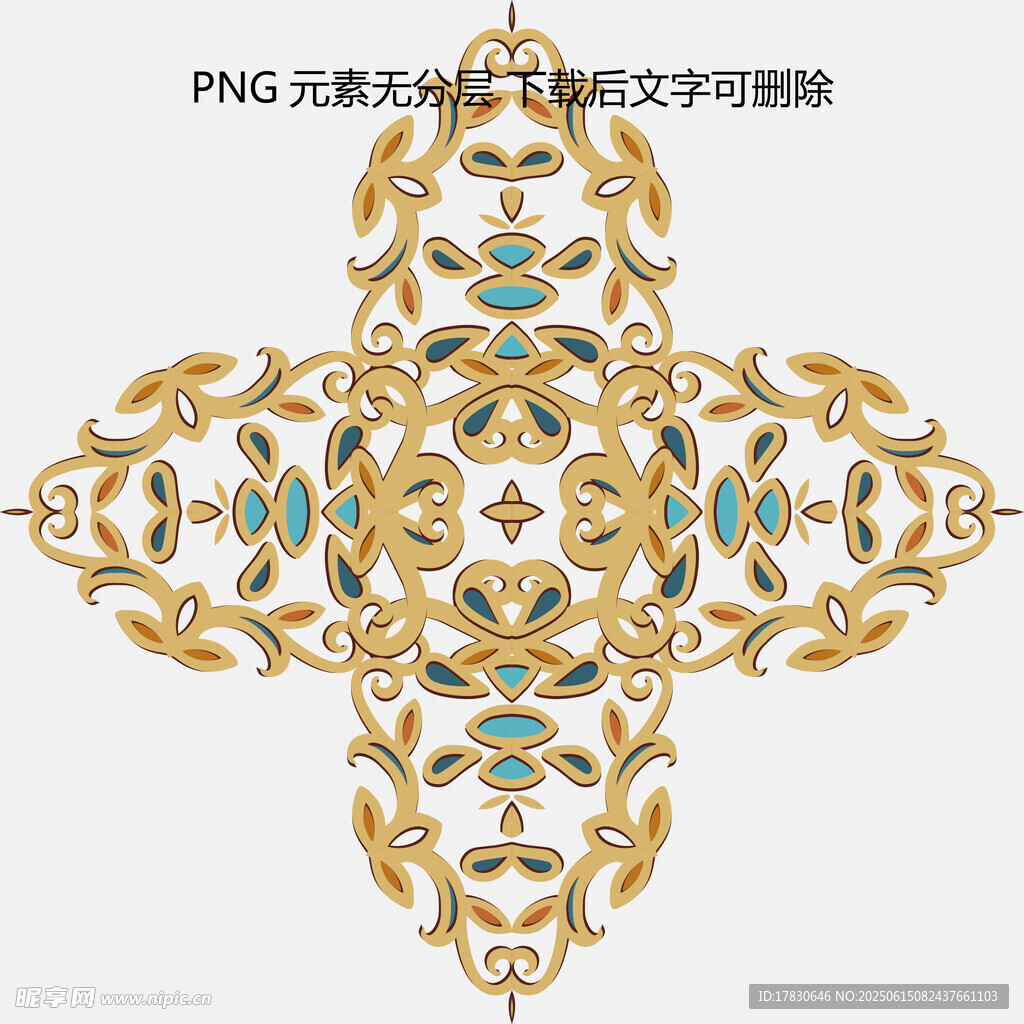 金色華麗花紋圖案裝飾元素