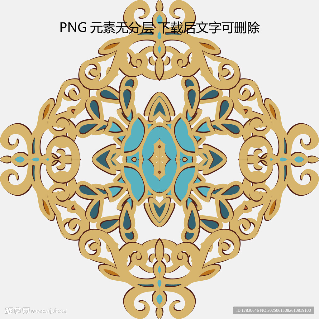 金色藍(lán)紋精美圓形裝飾圖案