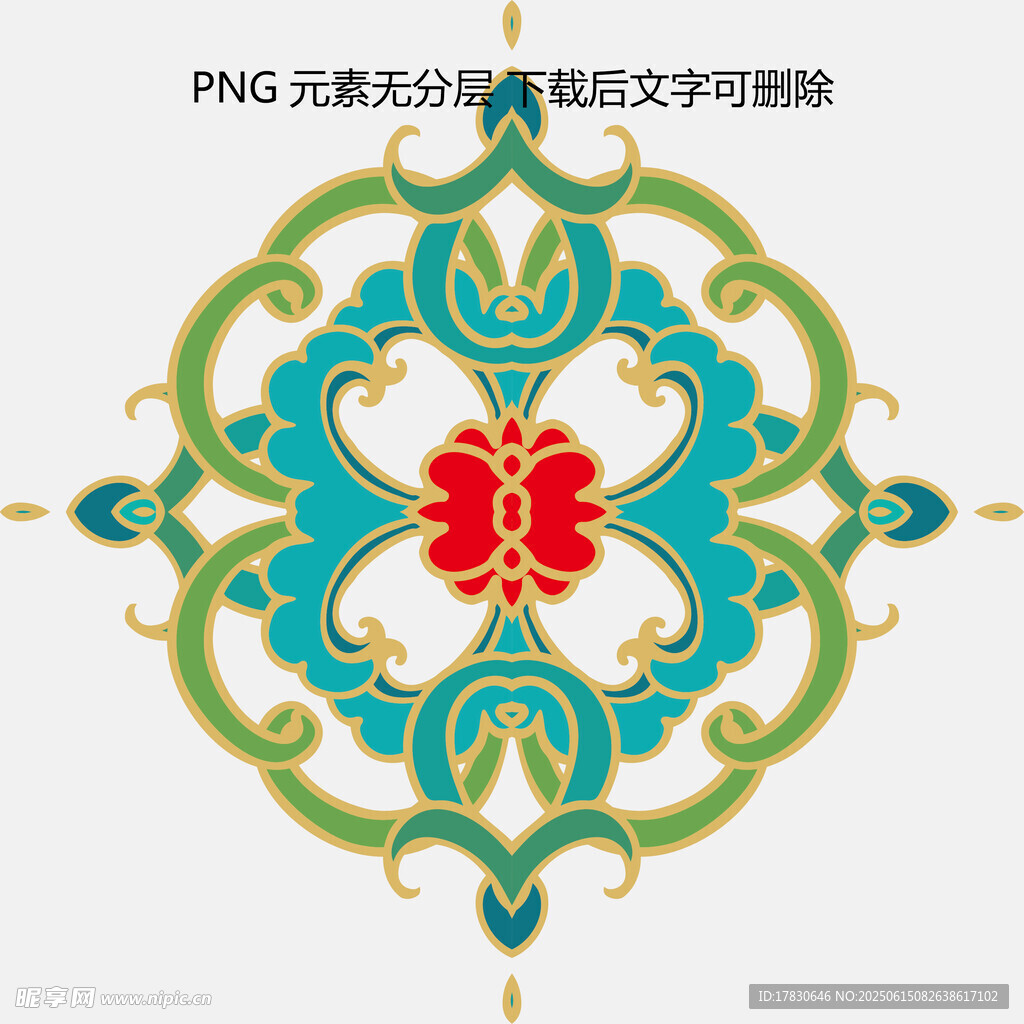 中式傳統花卉幾何裝飾圖案