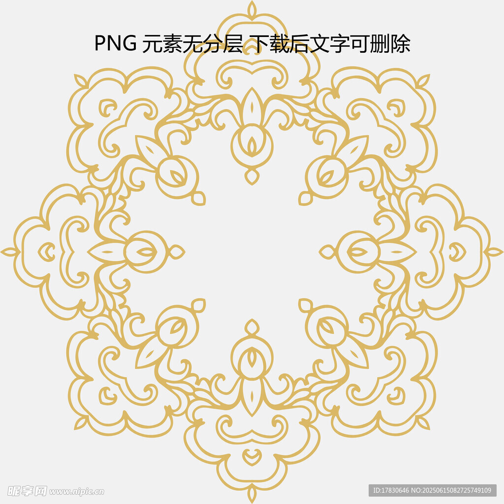 金色中式花紋裝飾圖案