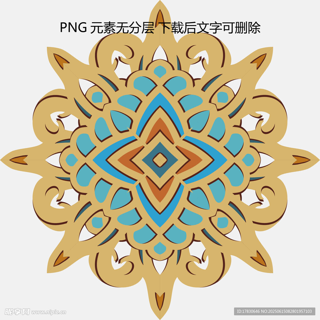金色藍色花紋裝飾圖案