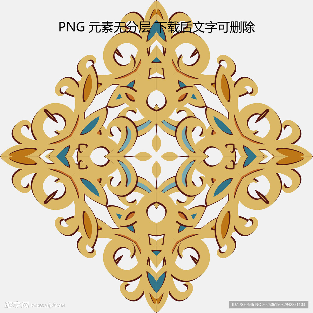 金色華麗對稱花紋圖案