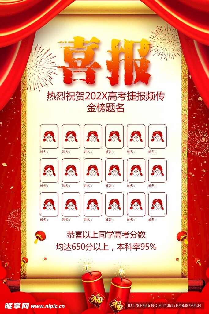 喜慶喜報展示優秀人員名單