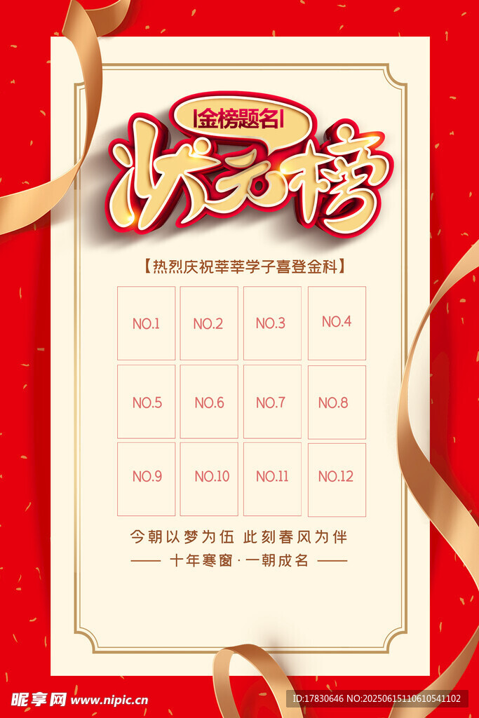 狀元榜海報