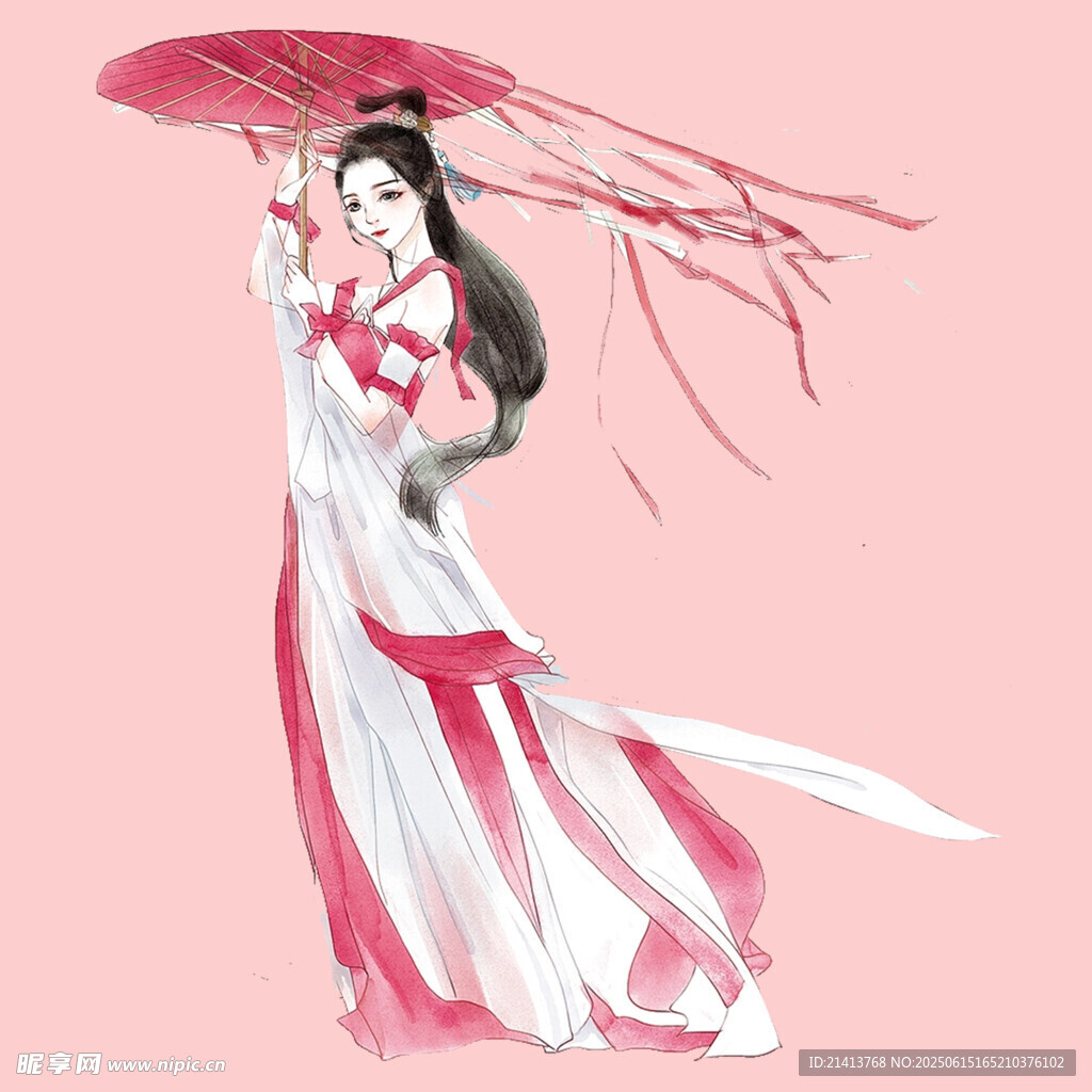 古風持傘飄逸女子