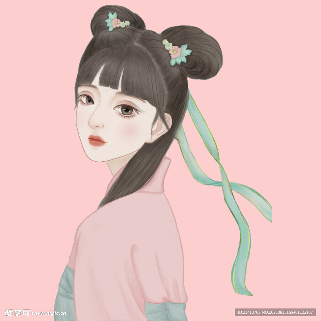 古風雙髻少女