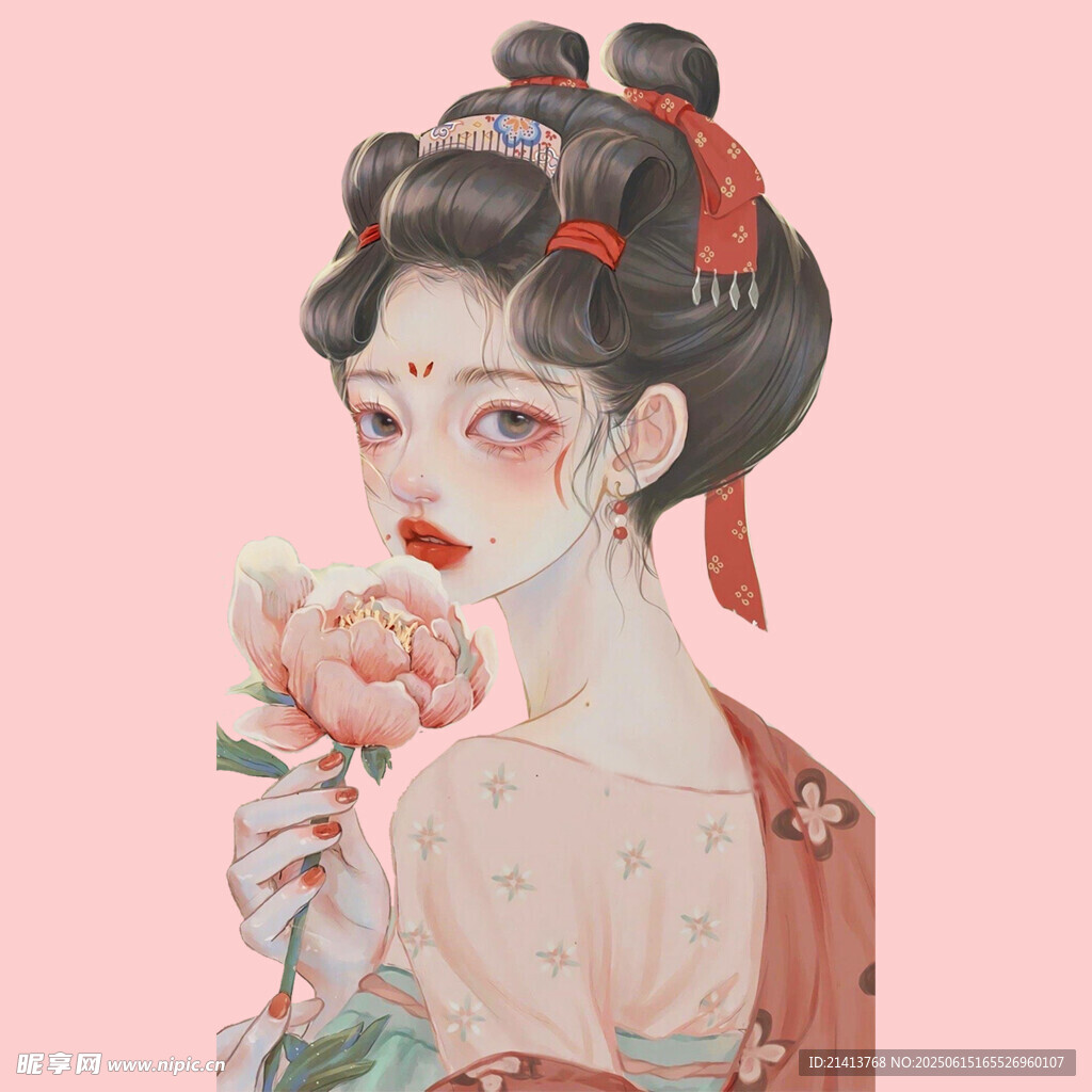 古風(fēng)少女持花圖