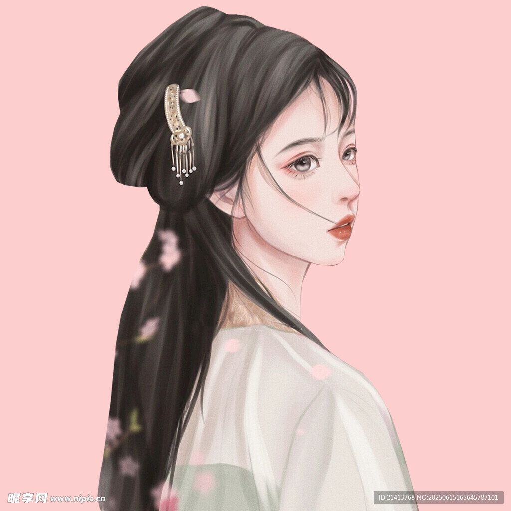 古風佳人側顏圖
