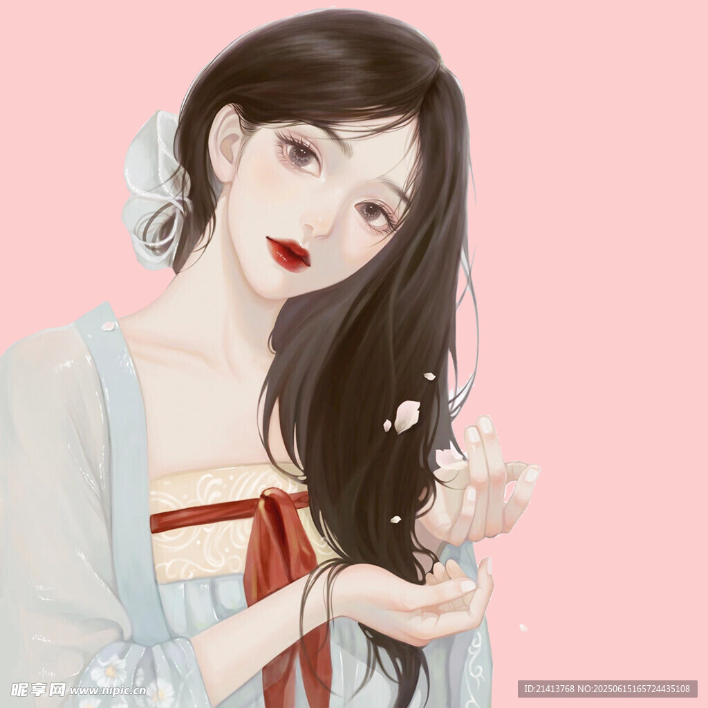 古風持花女子