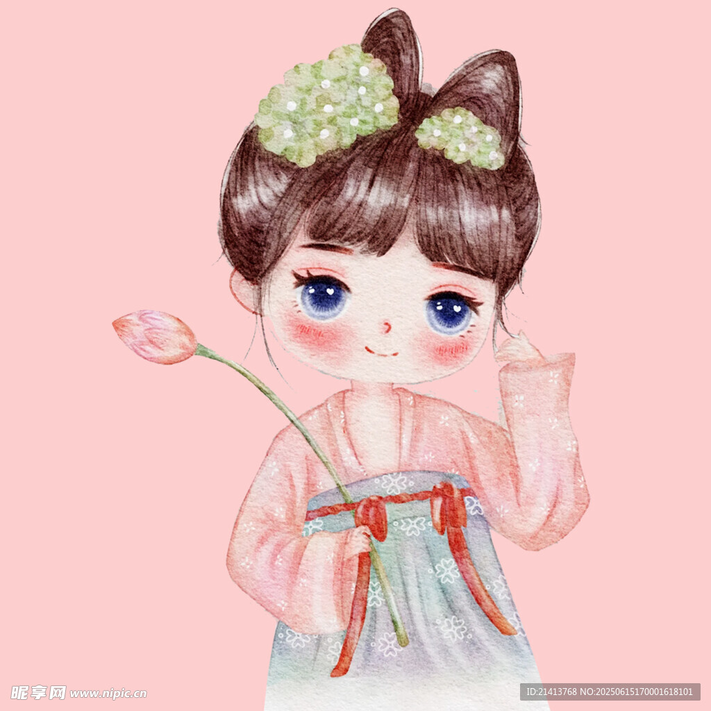 古風(fēng)萌娃手持花朵